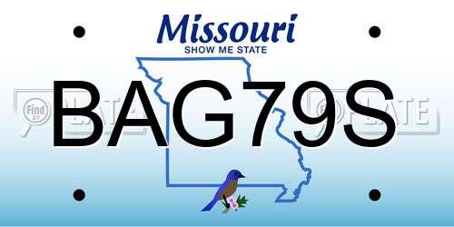 BAG79S Missouri License Plate