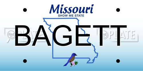 BAGETT Missouri License Plate