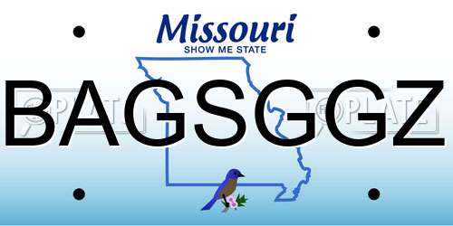 BAGSGGZ Missouri License Plate
