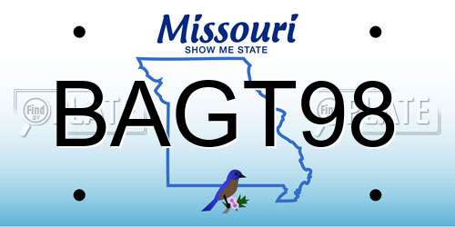 BAGT98 Missouri License Plate