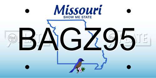 BAGZ95 Missouri License Plate