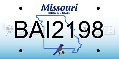 BAI2198 Missouri License Plate