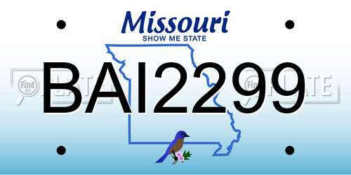 BAI2299 Missouri License Plate