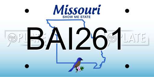 BAI261 Missouri License Plate