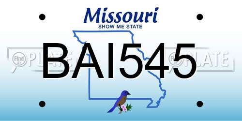 BAI545 Missouri License Plate