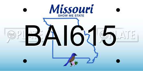 BAI615 Missouri License Plate