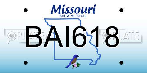 BAI618 Missouri License Plate