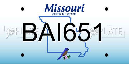 BAI651 Missouri License Plate