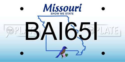 BAI65I Missouri License Plate