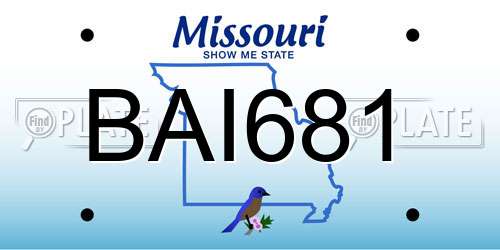 BAI681 Missouri License Plate