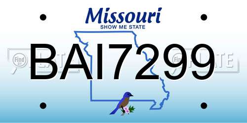 BAI7299 Missouri License Plate