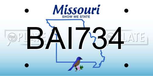 BAI734 Missouri License Plate