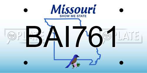 BAI761 Missouri License Plate
