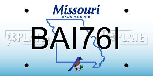 BAI76I Missouri License Plate
