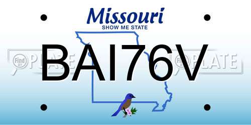 BAI76V Missouri License Plate