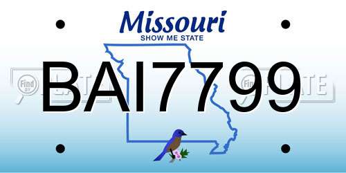 BAI7799 Missouri License Plate