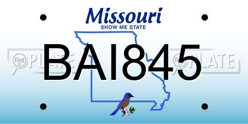 BAI845 Missouri License Plate