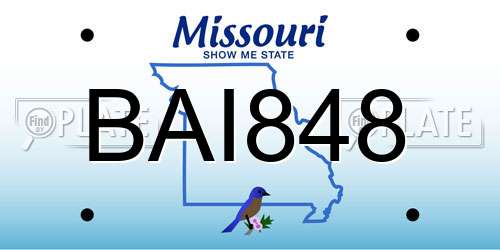 BAI848 Missouri License Plate