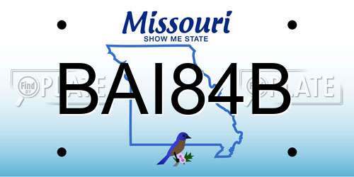 BAI84B Missouri License Plate
