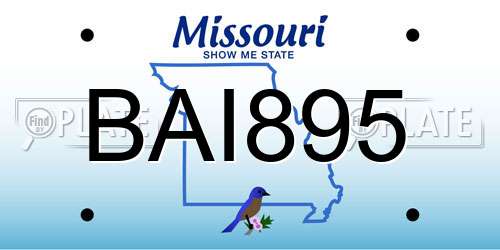 BAI895 Missouri License Plate