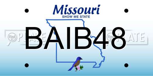 BAIB48 Missouri License Plate