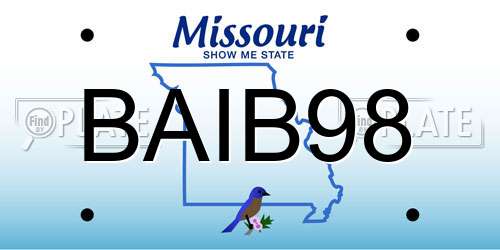 BAIB98 Missouri License Plate