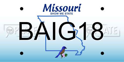 BAIG18 Missouri License Plate