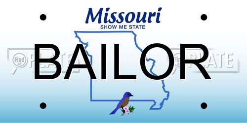 BAILOR Missouri License Plate