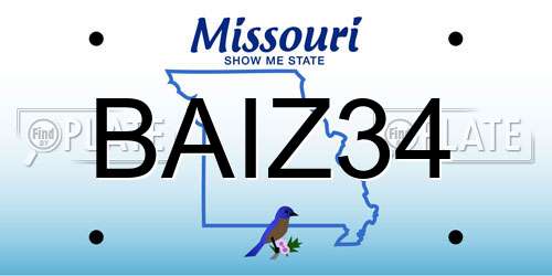 BAIZ34 Missouri License Plate