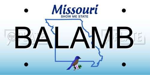 BALAMB Missouri License Plate