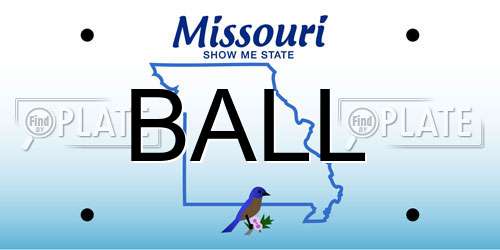 BALL Missouri License Plate