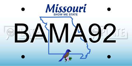 BAMA92 Missouri License Plate