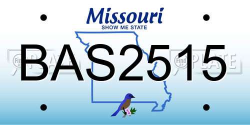 BAS2515 Missouri License Plate