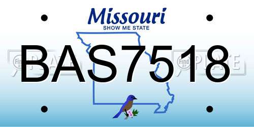 BAS7518 Missouri License Plate