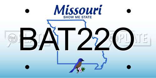 BAT22O Missouri License Plate