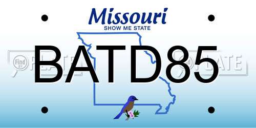BATD85 Missouri License Plate