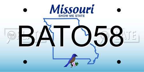 BATO58 Missouri License Plate