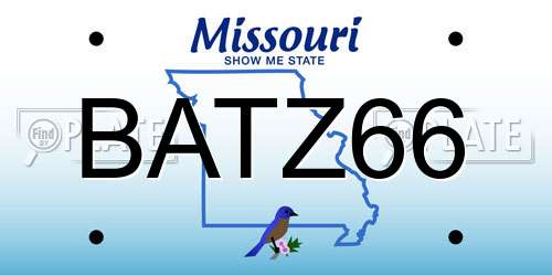 BATZ66 Missouri License Plate
