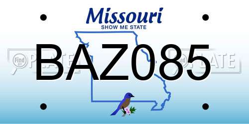 BAZ085 Missouri License Plate