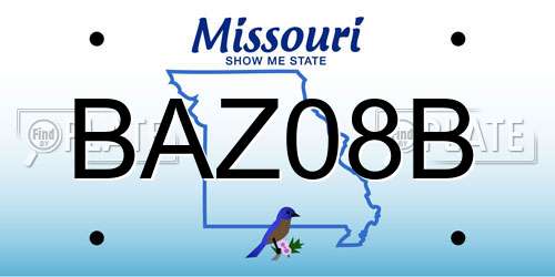 BAZ08B Missouri License Plate