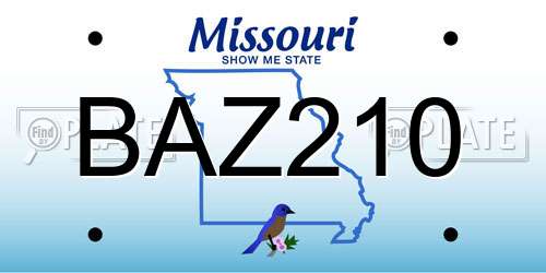 BAZ210 Missouri License Plate