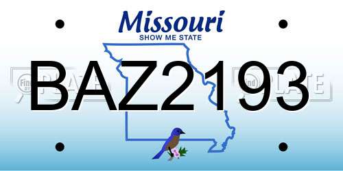 BAZ2193 Missouri License Plate