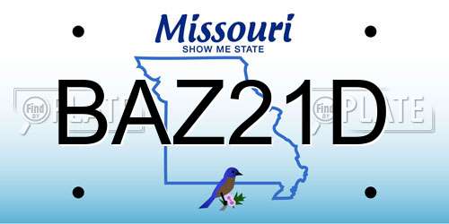 BAZ21D Missouri License Plate