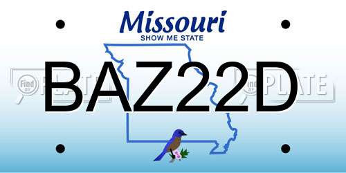 BAZ22D Missouri License Plate
