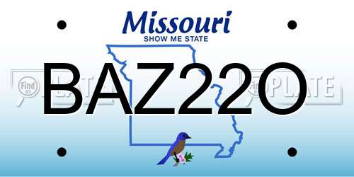 BAZ22O Missouri License Plate