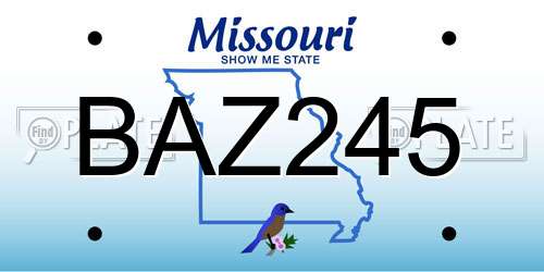 BAZ245 Missouri License Plate