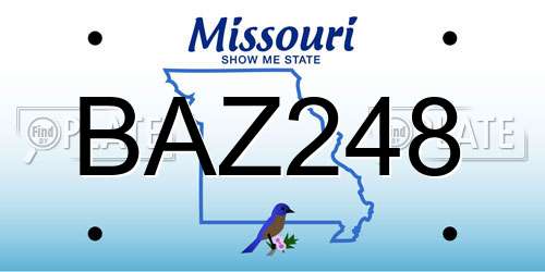 BAZ248 Missouri License Plate