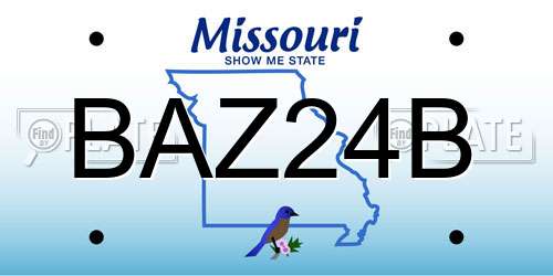 BAZ24B Missouri License Plate