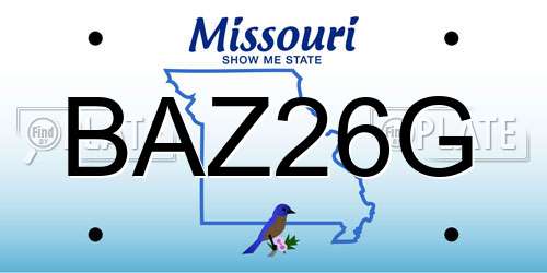 BAZ26G Missouri License Plate