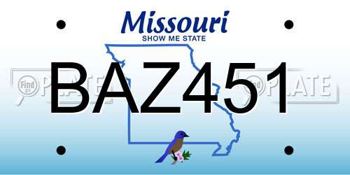 BAZ451 Missouri License Plate